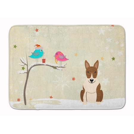 Carolines Treasures Christmas Presents Bull Terrier Brindle Machine Washable Memory Foam Mat BB2609RUG